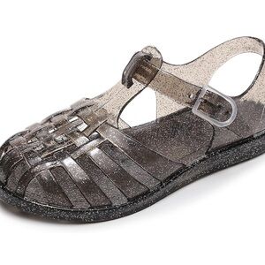 Jelly Sandals Girls Size 2.5 (34) Black Sparkle